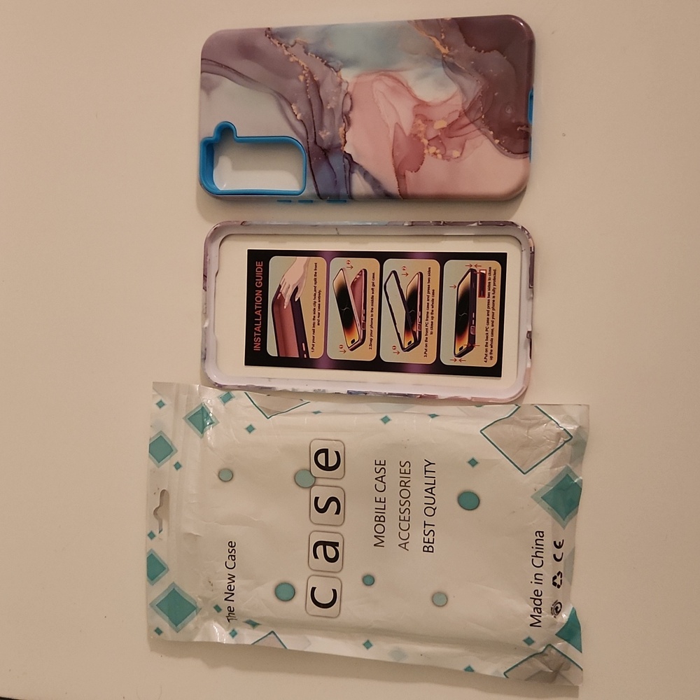 Blue and Gold Marble Style Galaxy S22 Plus Case for Samsung Smartphone